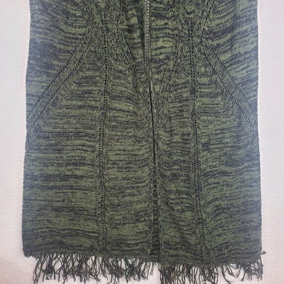 Faded Glory Green Knit Open Fringe Sleeveless Cardigan Size 1x-2X(16W-20W) - Picture 14 of 15